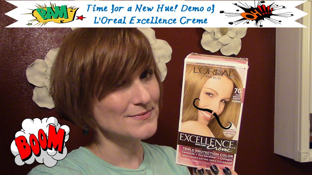 Time for a new hue! Demo of L'Oreal Excellence Cream in 7G - Dark Golden Blonde at Home Hair Color.