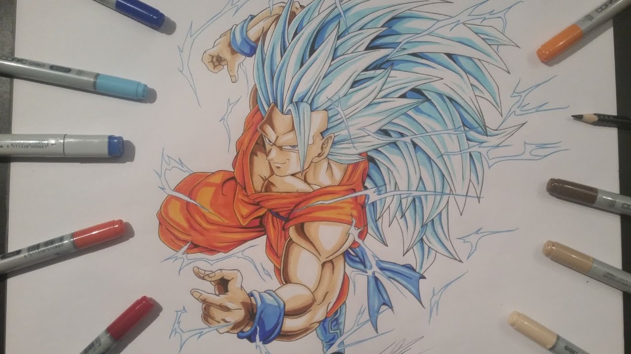 Drawing Goku Super Saiyan Blue // TolgArt vs DibujAme Un