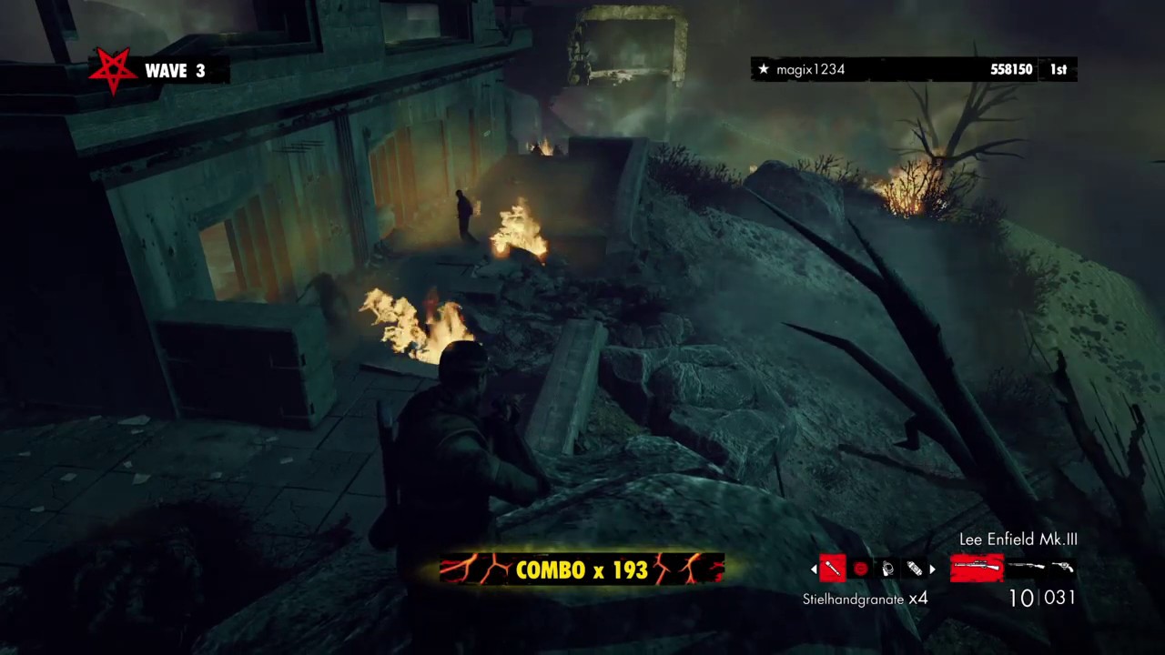Zombie Army Trilogy Horde Mode   Wave of despair 950Combo+ 38 Million points