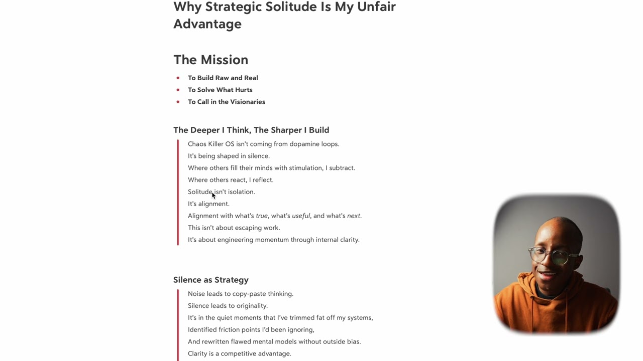 Why Strategic Solitude Is My Unfair Advantage