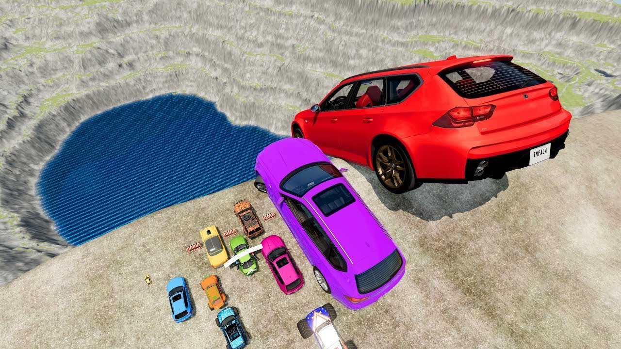 Massive & Small Cars vs Leap Of Death – BeamNG. Drive