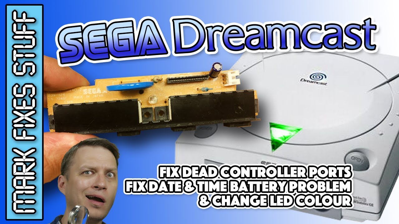 Ремонт предохранителя порта контроллера Sega Dreamcast, а также замена цвета светодиода и замена ...
