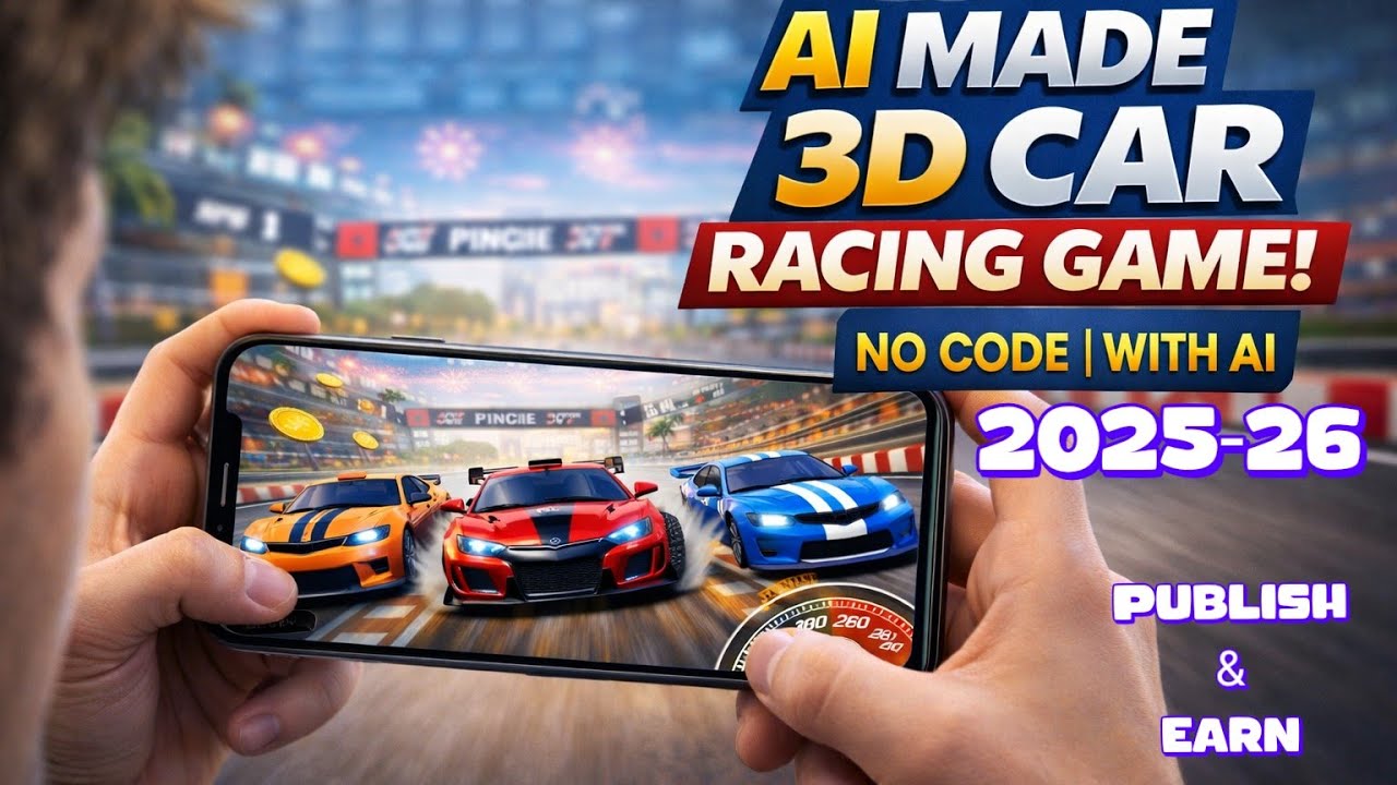 AI Made 3D Car Racing Game 🚗💥 | No Code Game Development | With AI Help | publish Game & Earn 🤫⚡ 