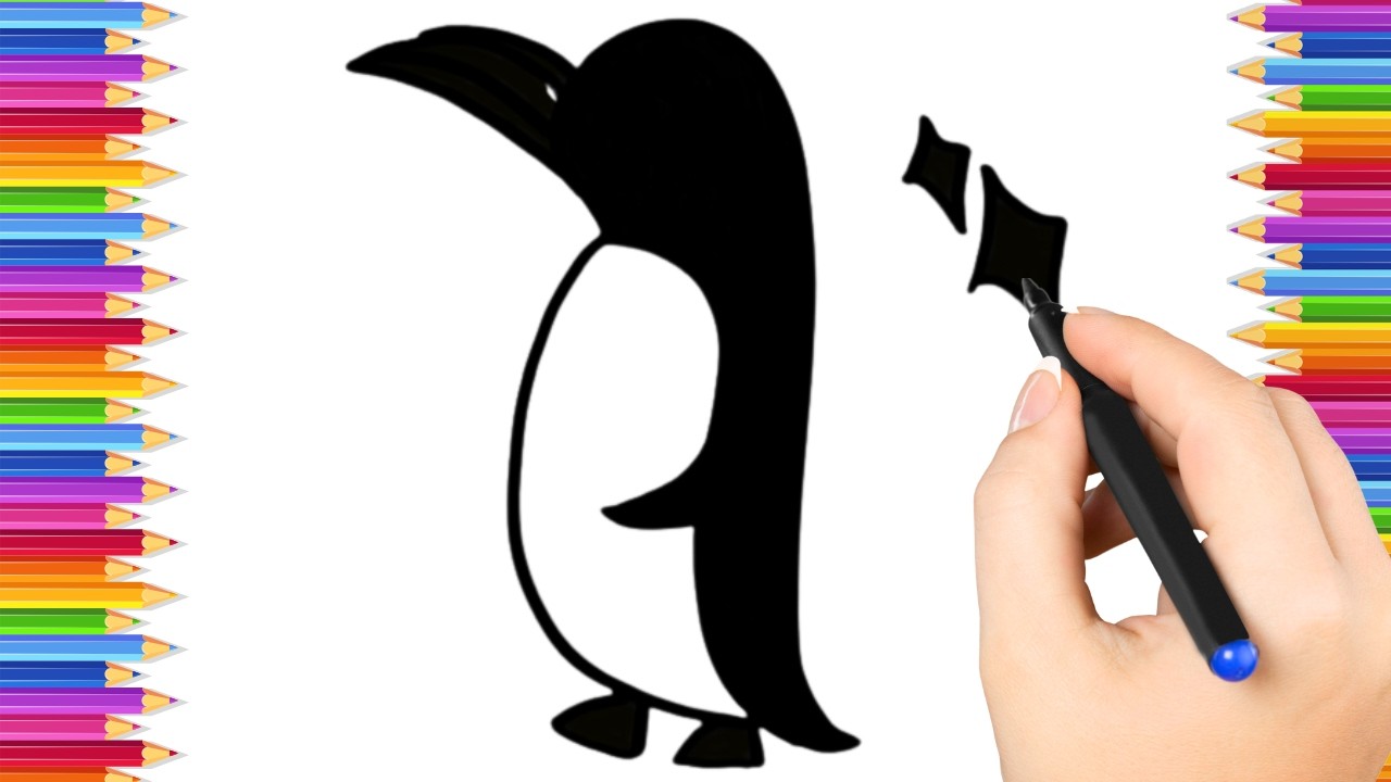 How To Draw cute PENGUIN Drawing, Painting & Coloring For Kids and Toddlers_ Child Art 🐋🌈🎨
