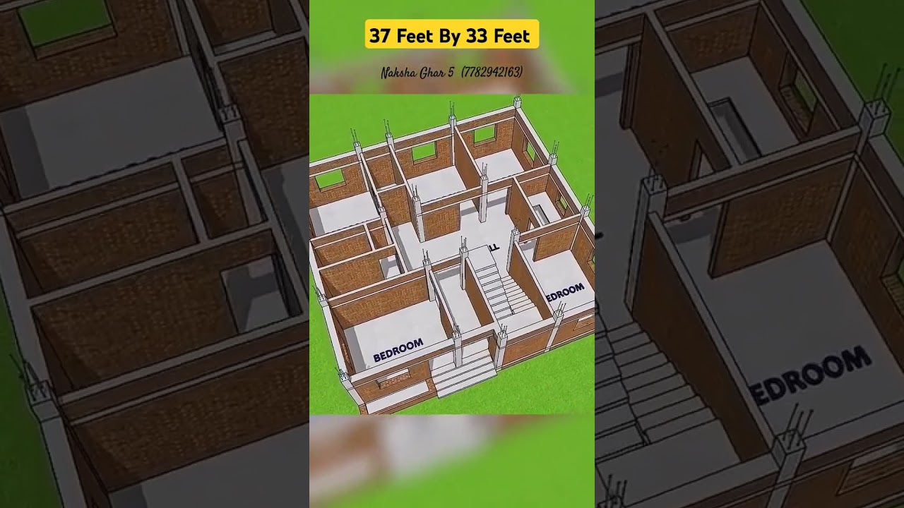 5 Bedroom Home Plan #houseplan #5bhk #37by31 #naksha #shortfeed #nakshaghar