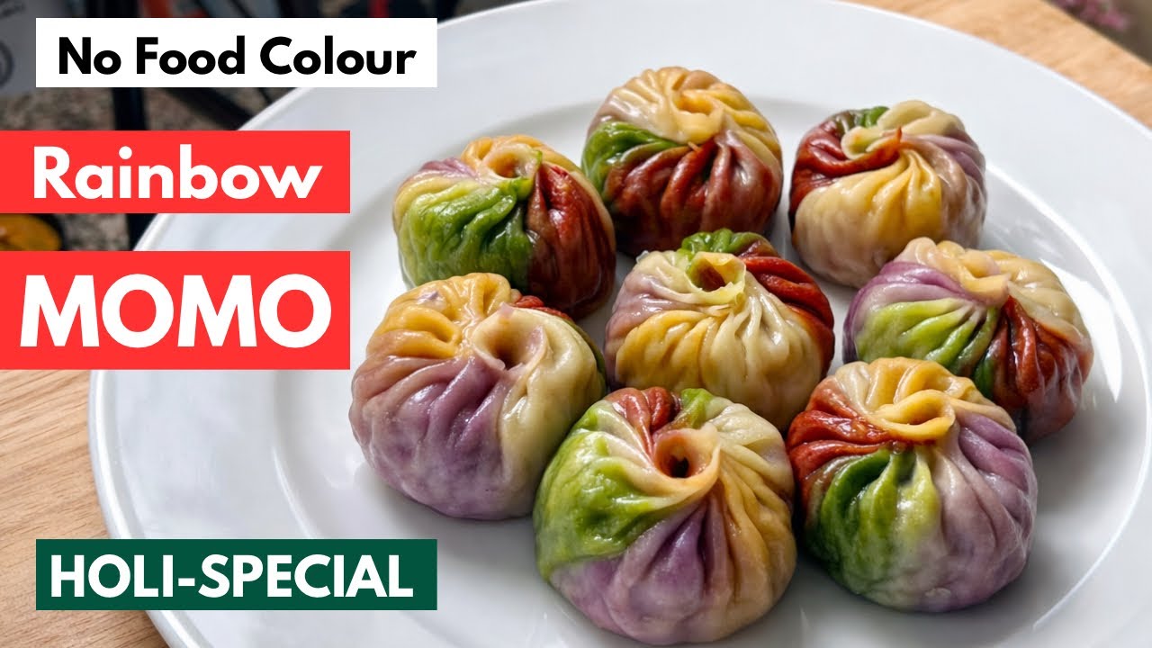 Rainbow Veg Momos 🌈 बिना Food Colour के | Natural Colour Veg Momos Recipe | Holi Special