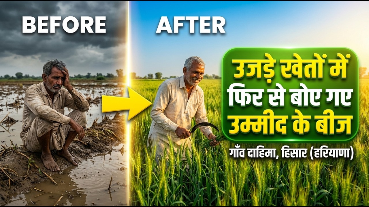 बाढ़ में डूबे गाँव दाहिमा, हिसार (हरियाणा) के उजड़े खेतों में फिर से बोए गए उम्मीद के बीज || Dahima