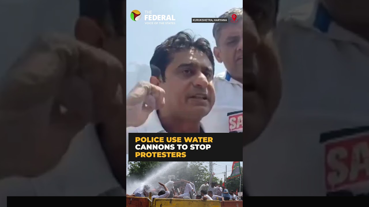 Water cannons used as Congress holds protest march in Haryana | #shorts