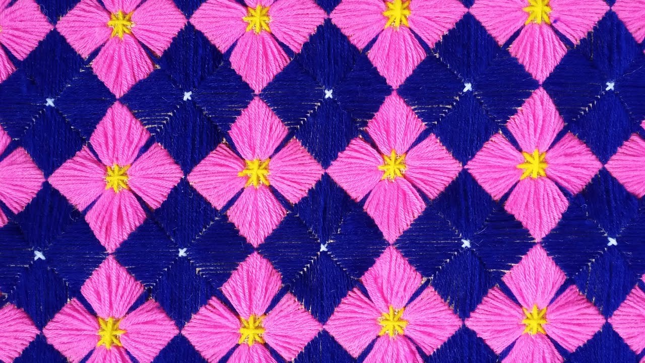 Make Woolen Asan/আসন/Sitting Mat on Jute mat. Colourful door mat/table mat making idea.Flower Design