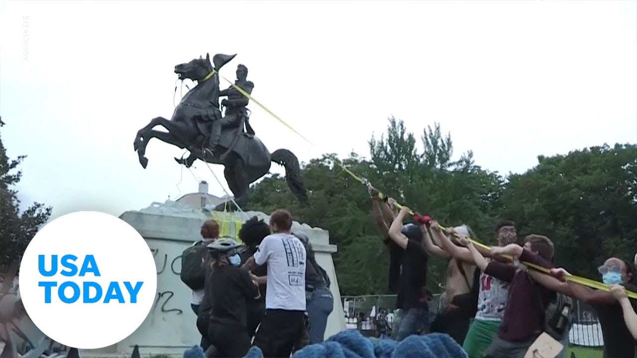 Protesters vandalized and attempted to take down Andrew Jackson statue | USA TODAY