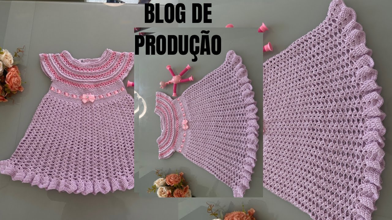 Produção de vestido infantil crochê 🧶