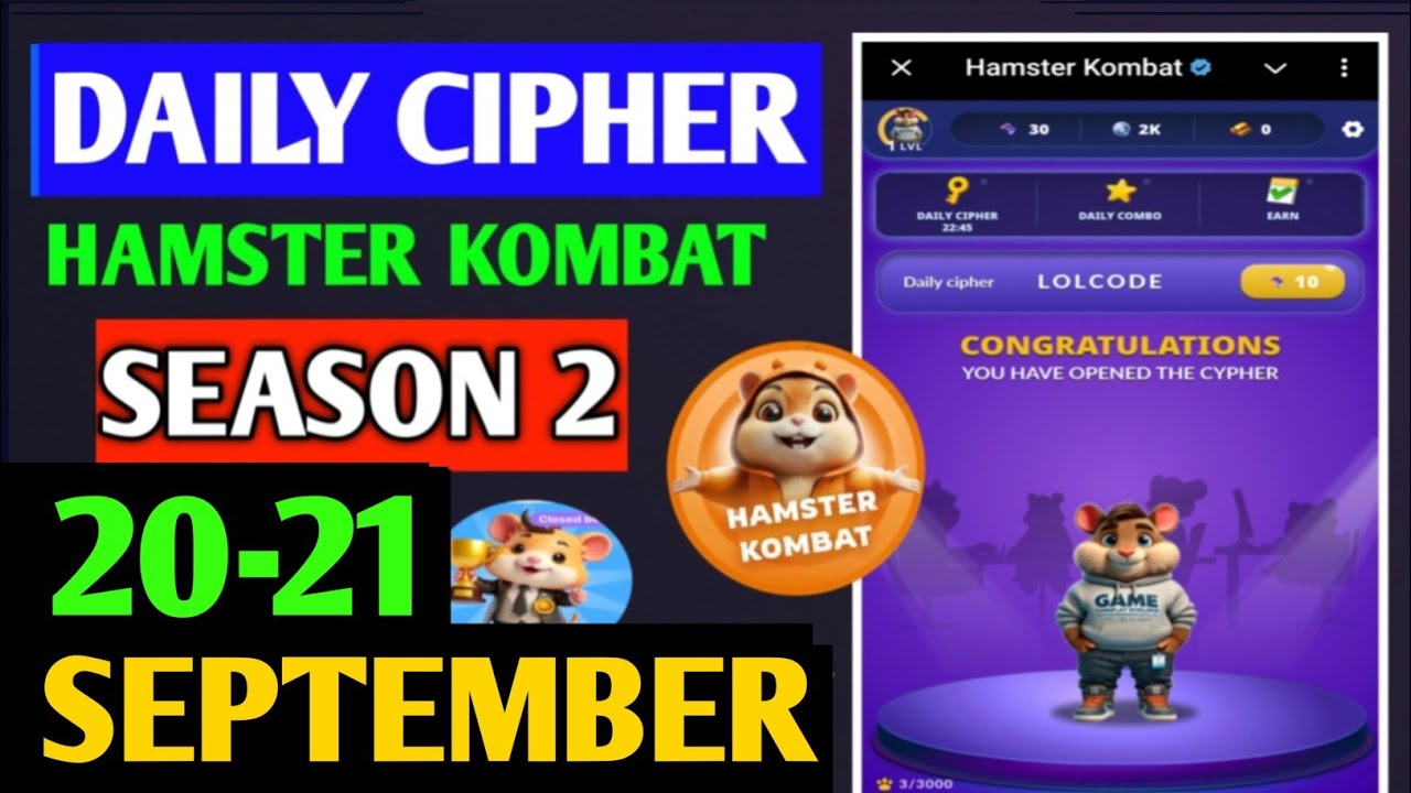 Hamster Kombat Dev Game Daily Cipher 20 September | Hamster Kombat Daily Cipher Code | Daily Combo