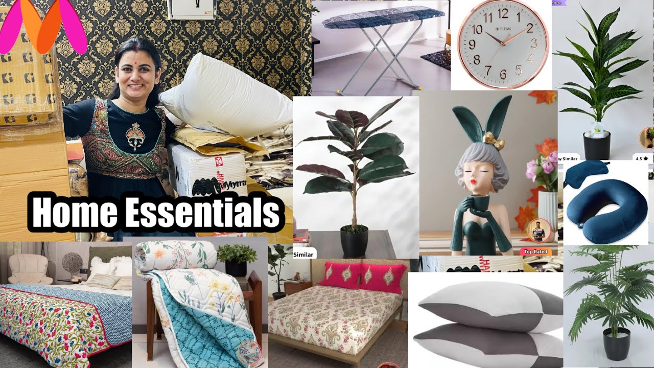 Myntra Home Decor Haul, Bedsheets, AC Comforter, Showpiece, Pilow, Towel,Artificial Plant,Wall Clock