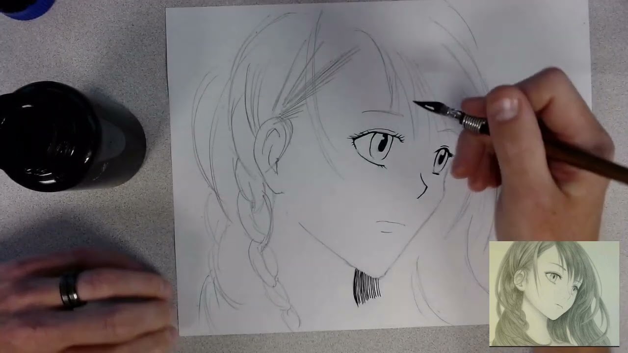 Using a Dip Pen to Ink Manga - Art Lesson on Classic Dip Pens with Nibs