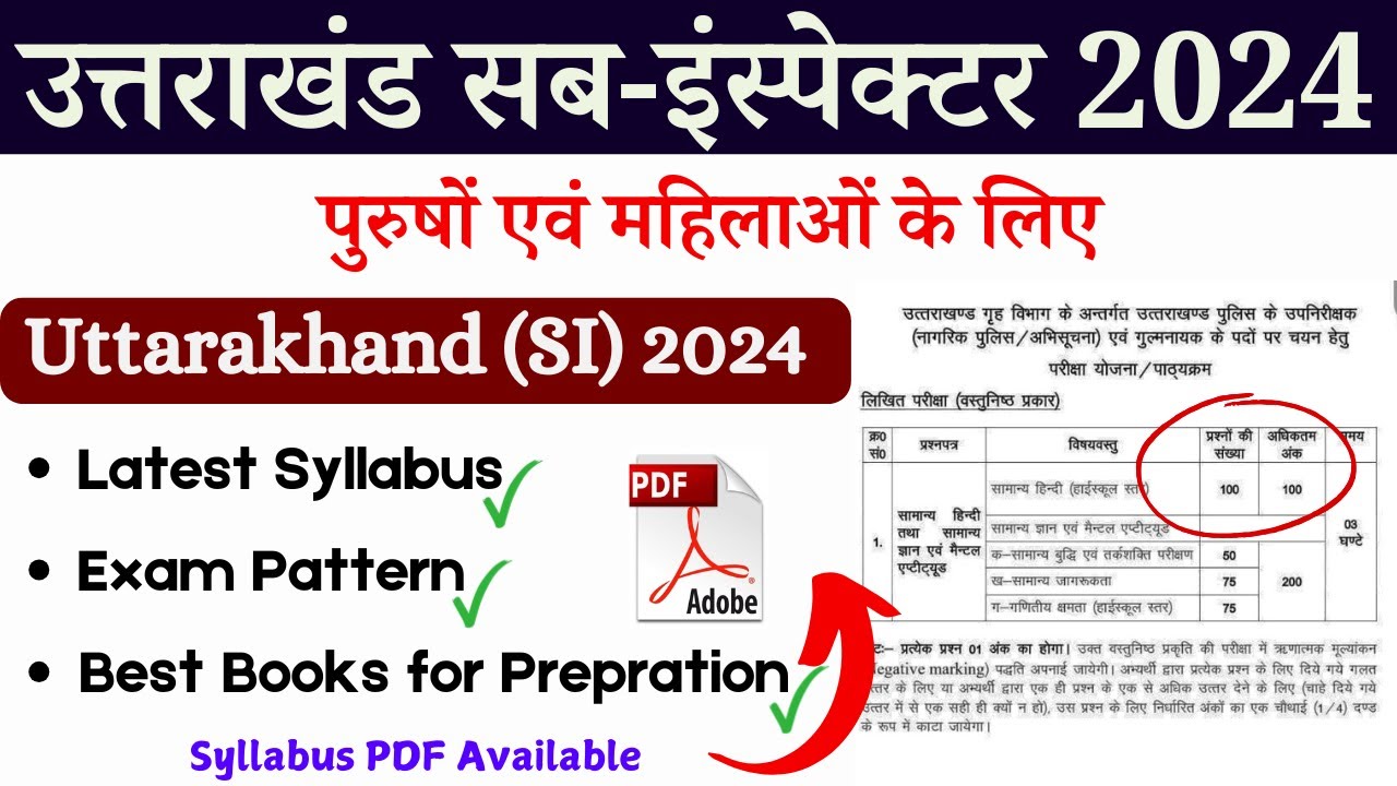 Uttarakhand SI Syllabus 2024 | Uttarakhand Police Sub Inspector Exam Pattern | Best Book for Uk SI