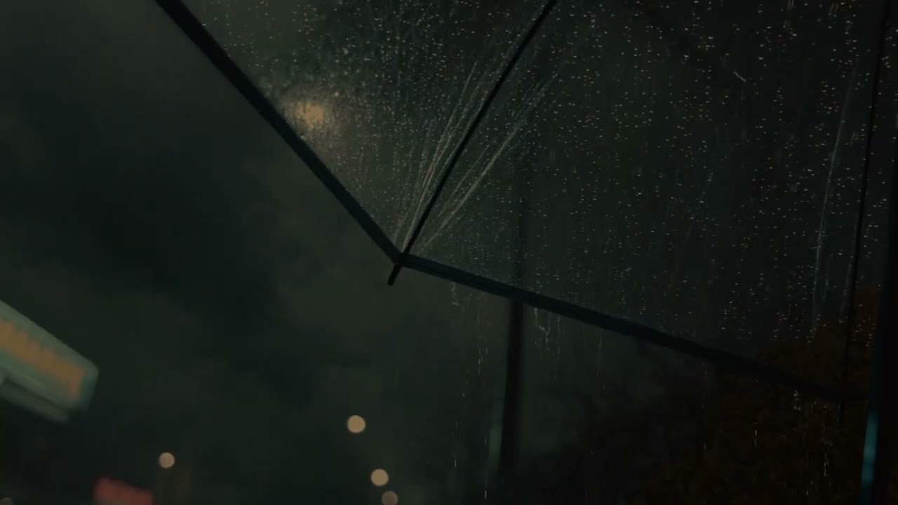 Watching Dark Storm Clouds Under a Small Umbrella | Rain and Thunder Sounds for Deep Sleep