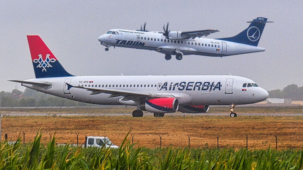 STORM PLANE SPOTTING at BELGRADE AIRPORT | 4K