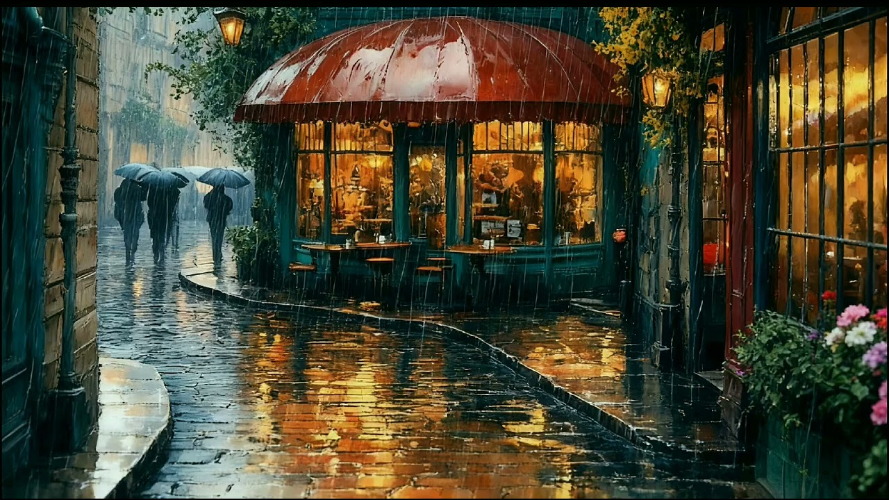 Cafe And A Cup Of Hot Chocolate On A Rainy Day Tv Screensaver Homedecor