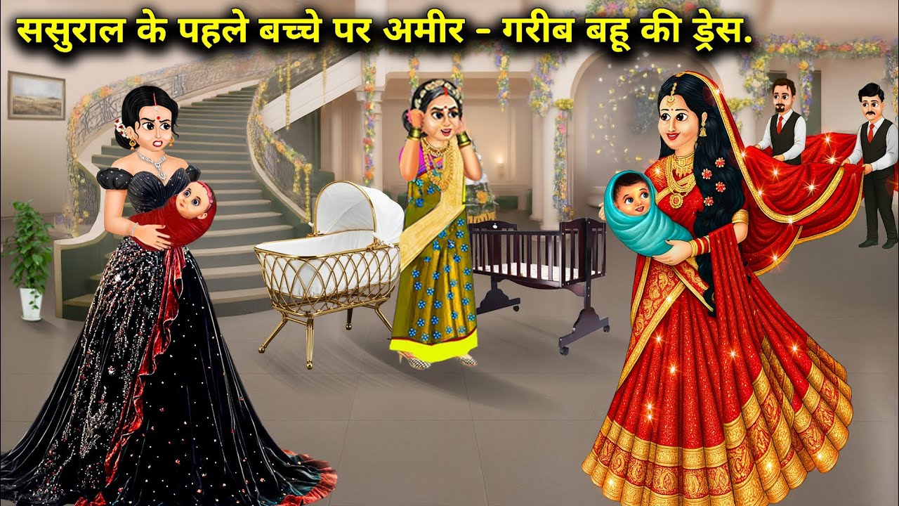 ससुराल के पहले बच्चे पर अमीर -गरीब बहू की ड्रेस | Rich -Poor Daughter -In -Law Dress | Cartoon Video