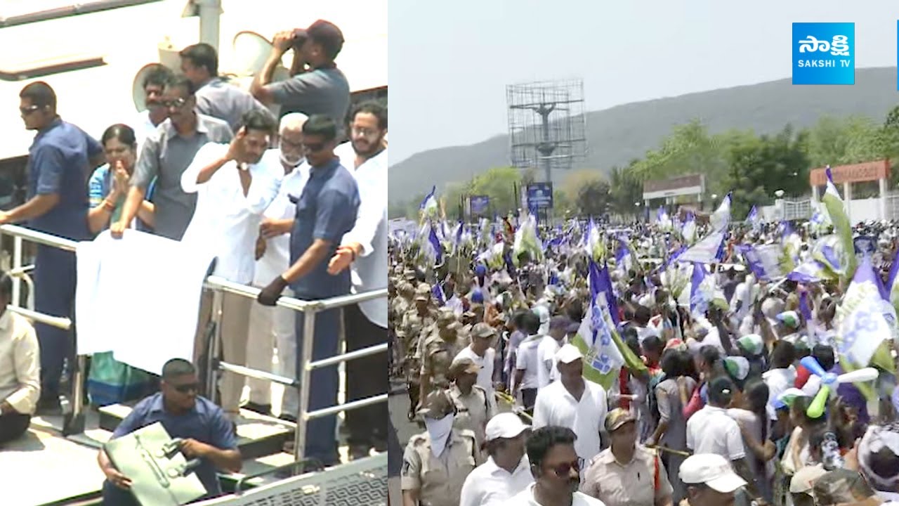 AP CM YS Jagan Road Show Visuals at Visakhapatnam | YSRCP Bus Yatra @SakshiTVLIVE