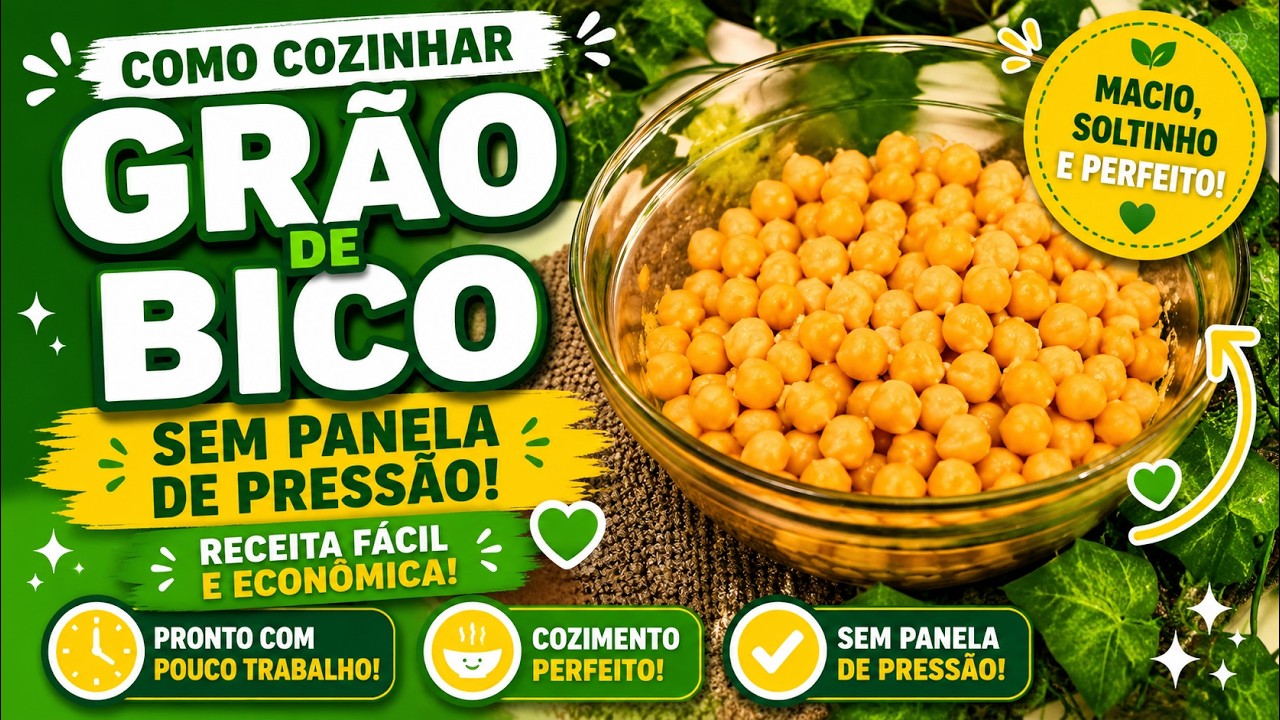 Como Cozinhar GRÃO DE BICO SEM PANELA DE PRESSÃO (Fica Super Macio!)