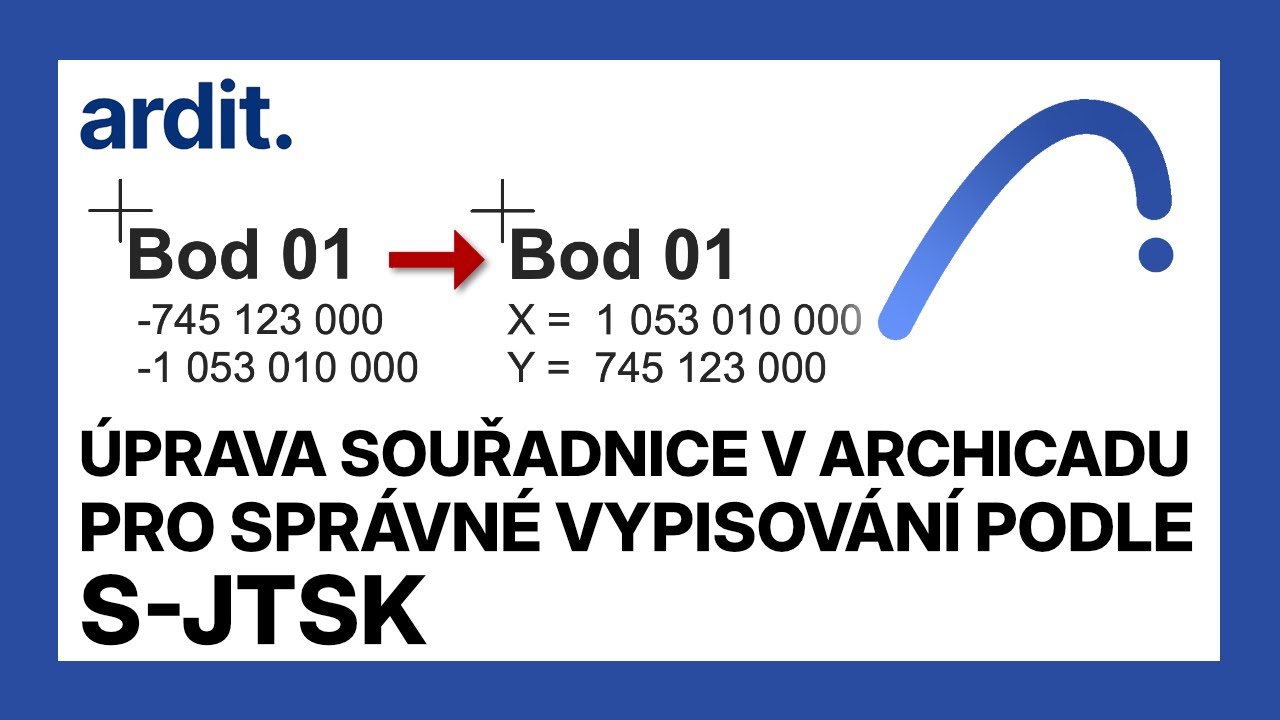 Úprava prvku Souřadnice v Archicadu pro správné vypisování S-JTSK souřadnic