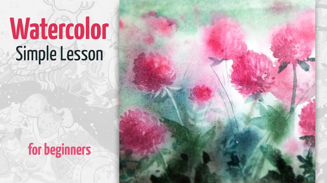 How to Paint Clover Watercolor. Simple Lesson for Beginners. Real Time Video