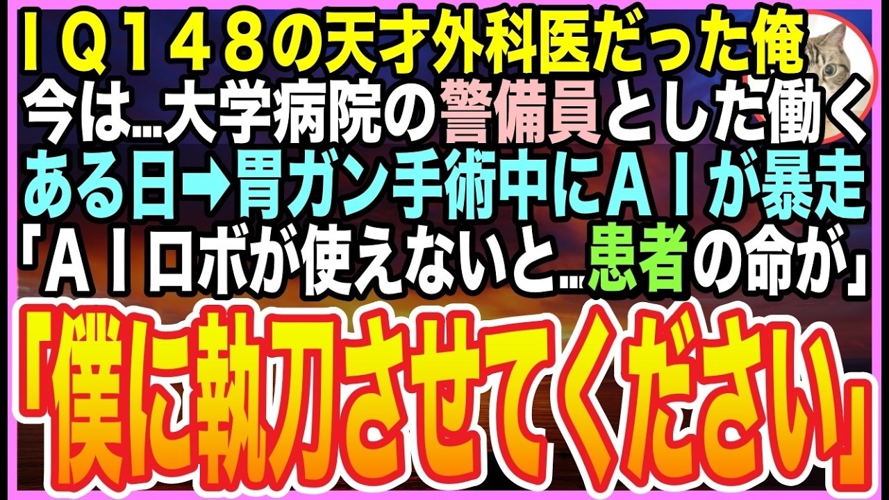 【感動★総集編】IQ148の天才外科医だった俺。今は大学病院の夜勤警備員。ある日➡︎VIP手術中にAIが暴走…院長「もうダメか」俺「オペ、変わりましょうか」→静かな逆転劇に【いい話】【朗読】