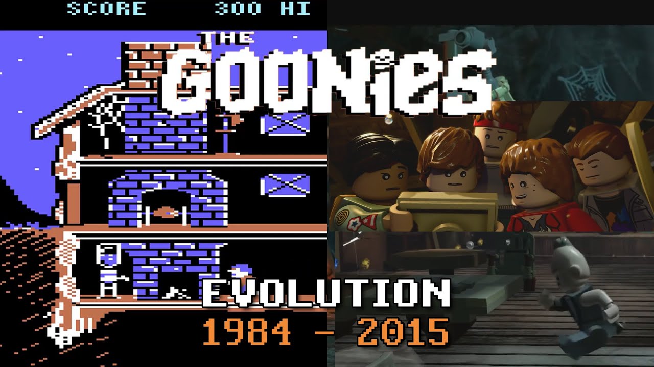 Evolution of Goonies (1984 - 2015) by Datasoft / Konami - comparison history C64 Apple Famicom NES