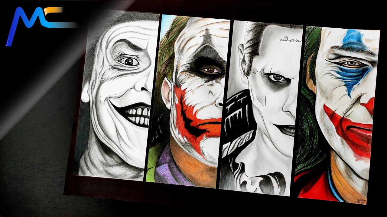 71. How to draw - Jokers (Jack Nicholson, Heath Ledger, Jared Leto, Joaquin Phoenix)
