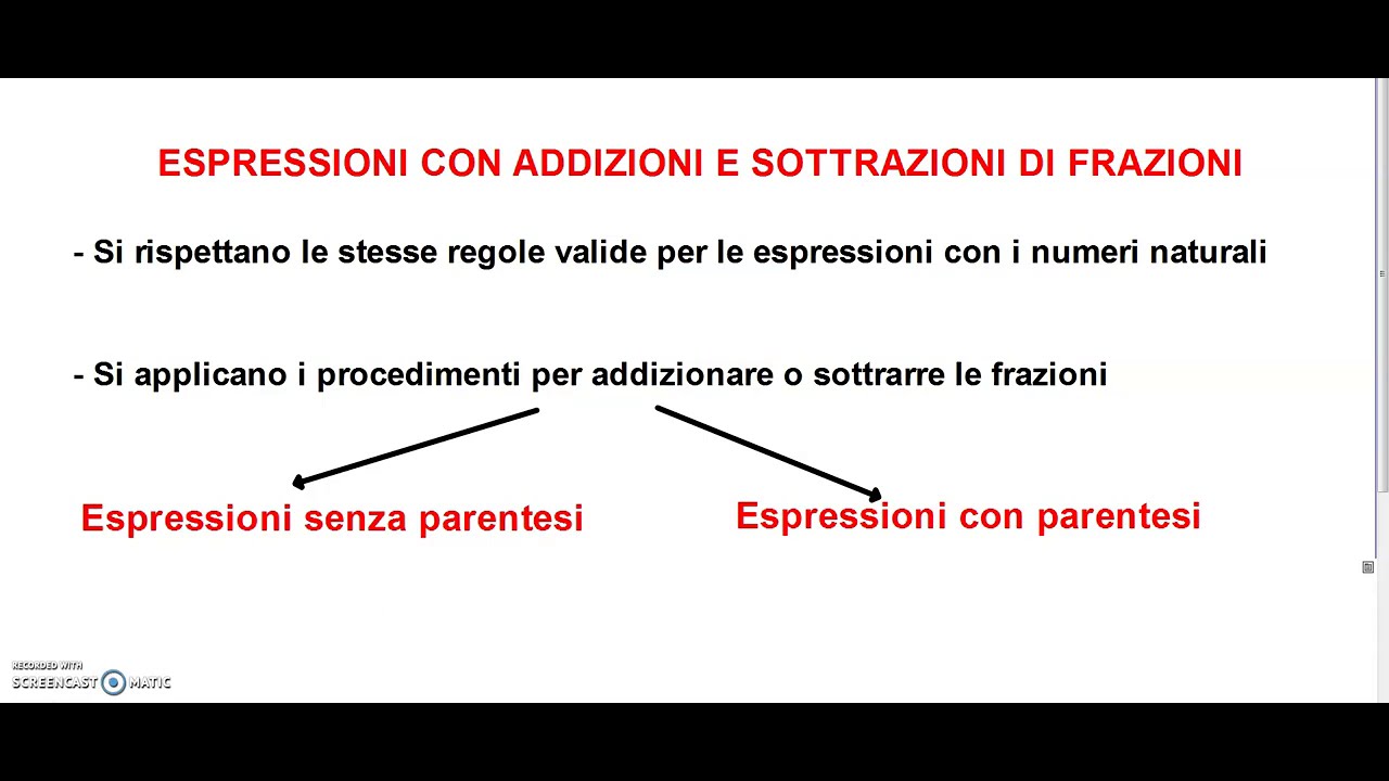 ESPRESSIONI CON ADDIZIONI E SOTTRAZIONI DI FRAZIONI