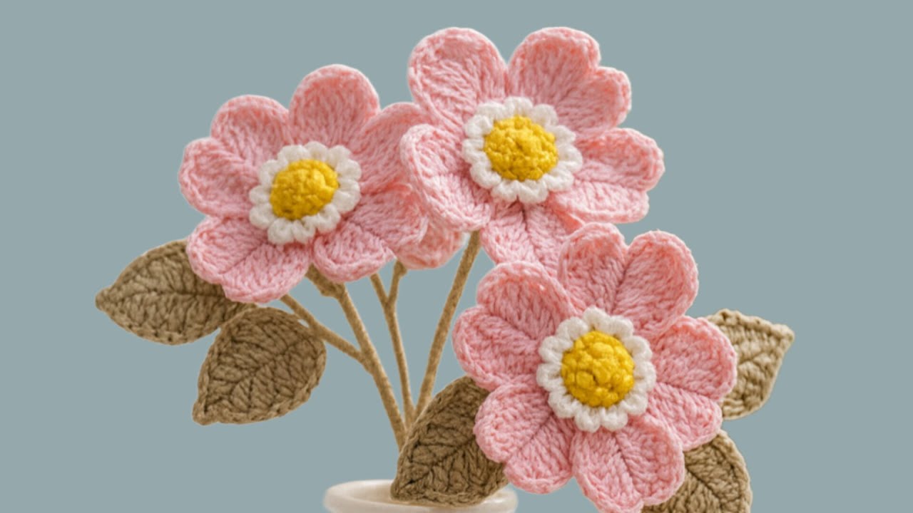 Easy Crochet Dog Rose 🌸 | Step by Step Wild Rose Crochet Flower Tutoria