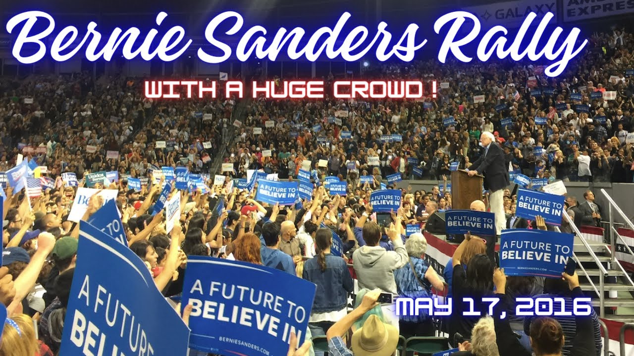 Huge Crowd for Bernie Sanders in California!  Walk Out & Victory Announcement -  May 17, 2016