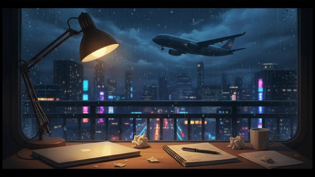 AIRPLANE MODE ✈️ | 1 Hour Rainy Window + City Hum (No Music)