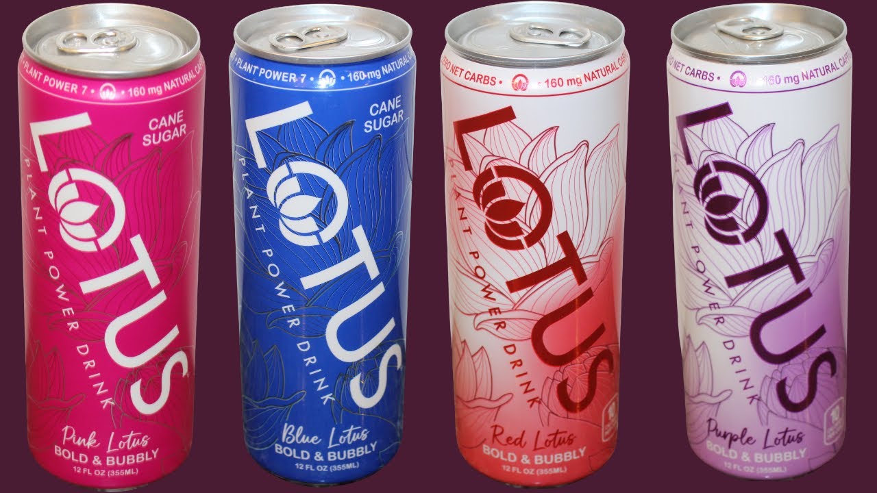 Lotus Plant Power Drink Pink (Raspberry), Blue (Huckleberry), Red (Strawberry), Purple (Boysenberry)