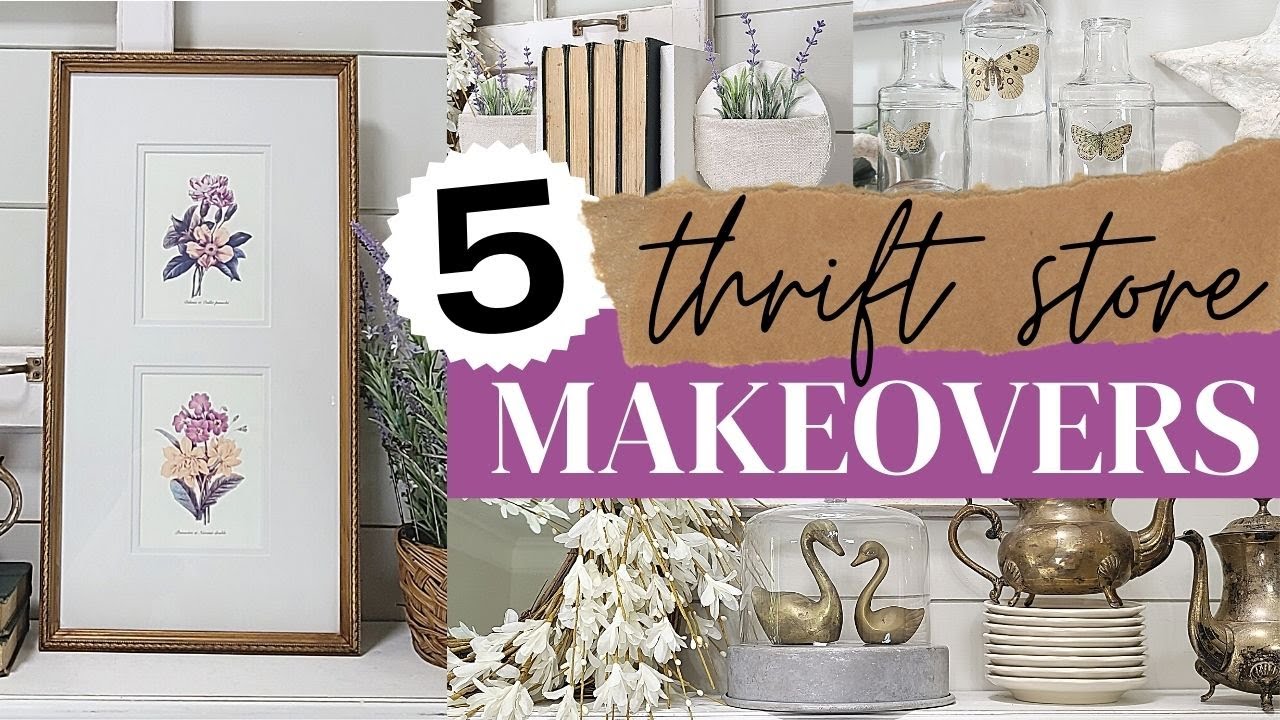 5 High End Upcycles for your home decor • Thrift Store Flip Challenge •  updating outdated artwork