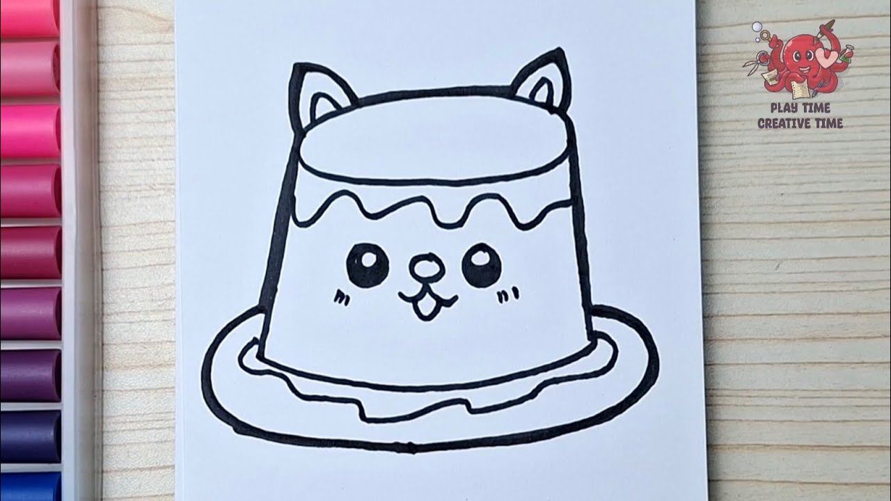 Легкий урок рисования - Кавайный пудинг Сиба-ину 🍮