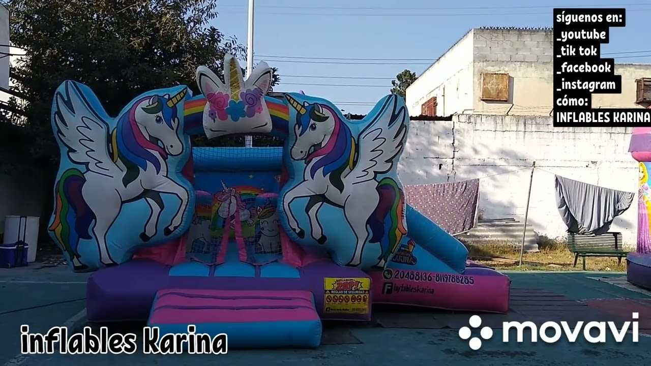 INFLABLE DE UNICORNIOS SECO EN 3D --INFLABLES KARINA 