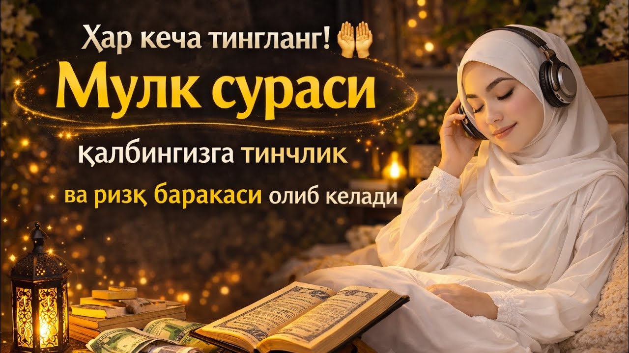 Ҳар кеча тингланг! 🤲 Мулк сураси қалбингизга тинчлик ва ризқ баракаси олиб келади