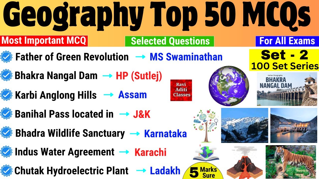 Geography Top 50 Questions For All Competitive Exams | Indian Geography Gk | Set 2 | Geography Gk