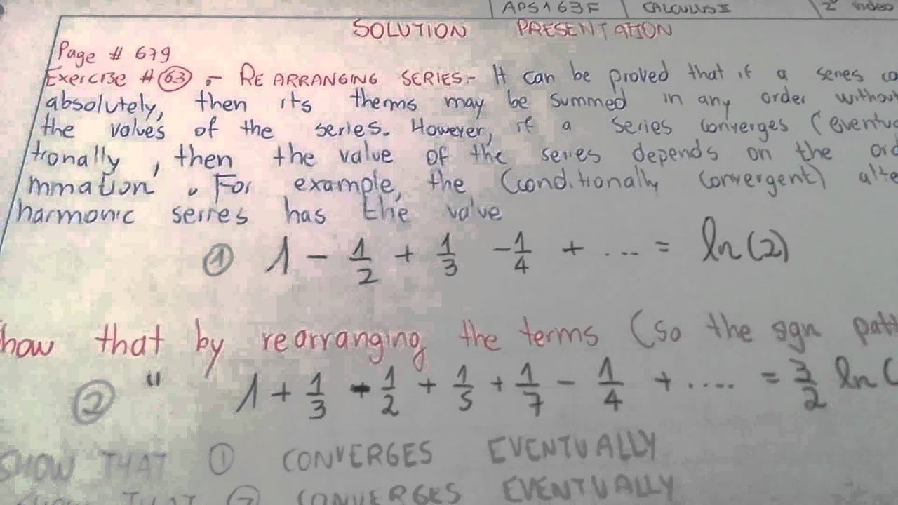APS 163 Calculus II Solution Presentation Video