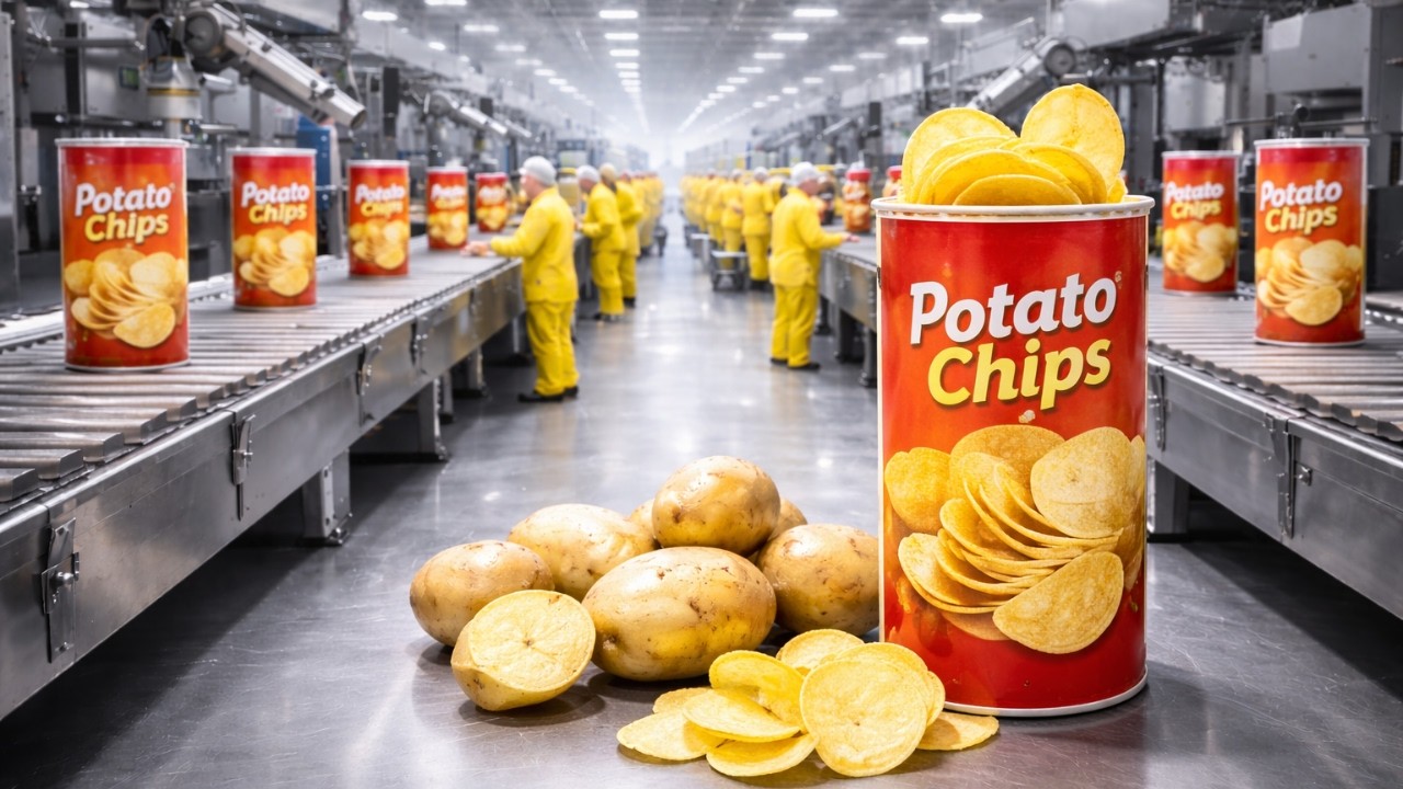 Factory Secret: From Whole Potatoes to Stacked Potato Chips Pringles Step by Step - Full Process