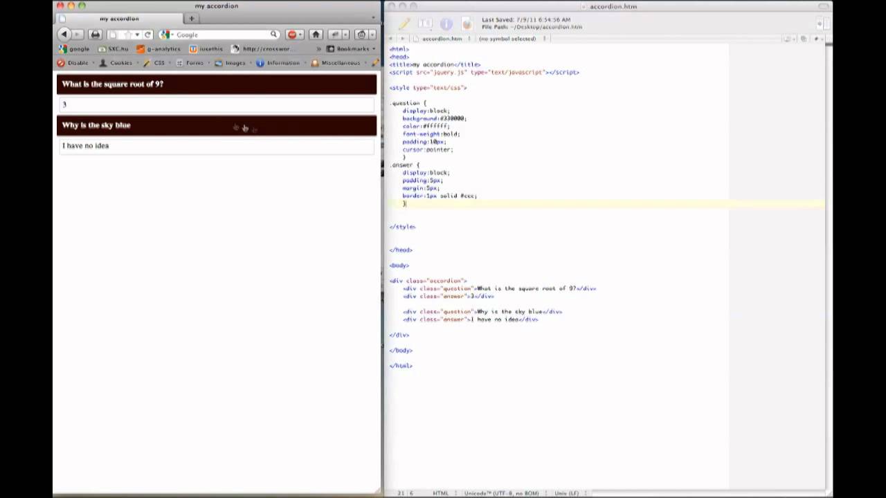 Create a jQuery Accordion with 4 lines of code