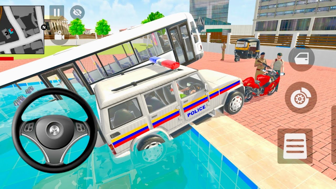 Car Bike Game: Franklin ordered an Indian Bus and drives a new Indian Police SUV in the game