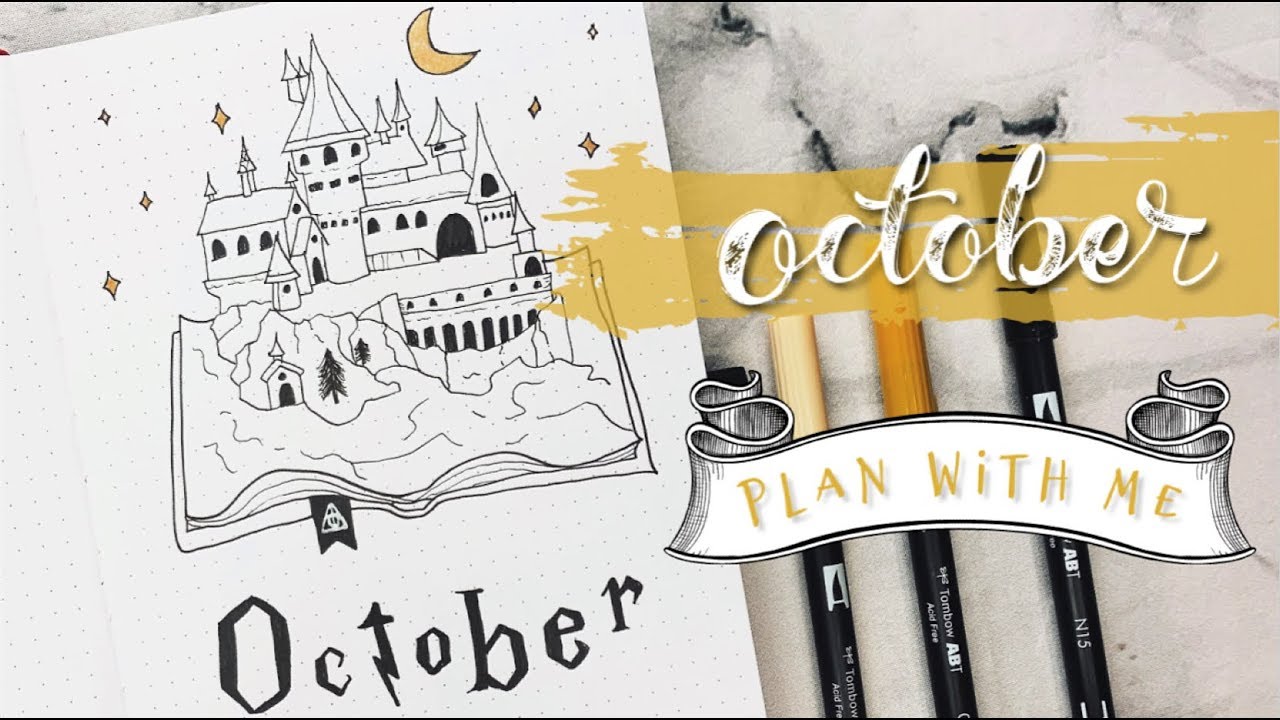 Plan With Me || OCTOBER 2019 Bullet Journal Set Up || Harry Potter Theme