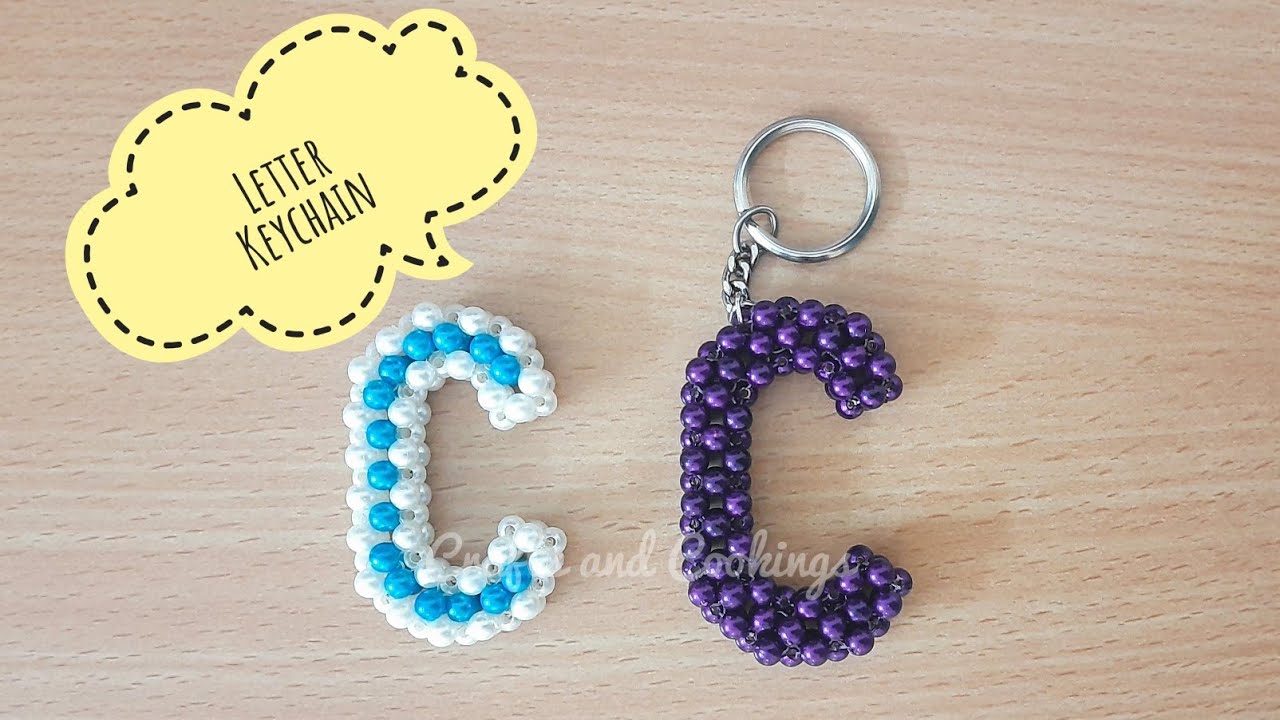 DIY How to make letter C using beads / Beaded keychain / Beaded alphabet making class - 3
