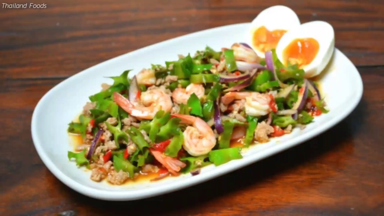 Thai Foods | Yum Tua Poo | Wing Beans Shrimp Salad