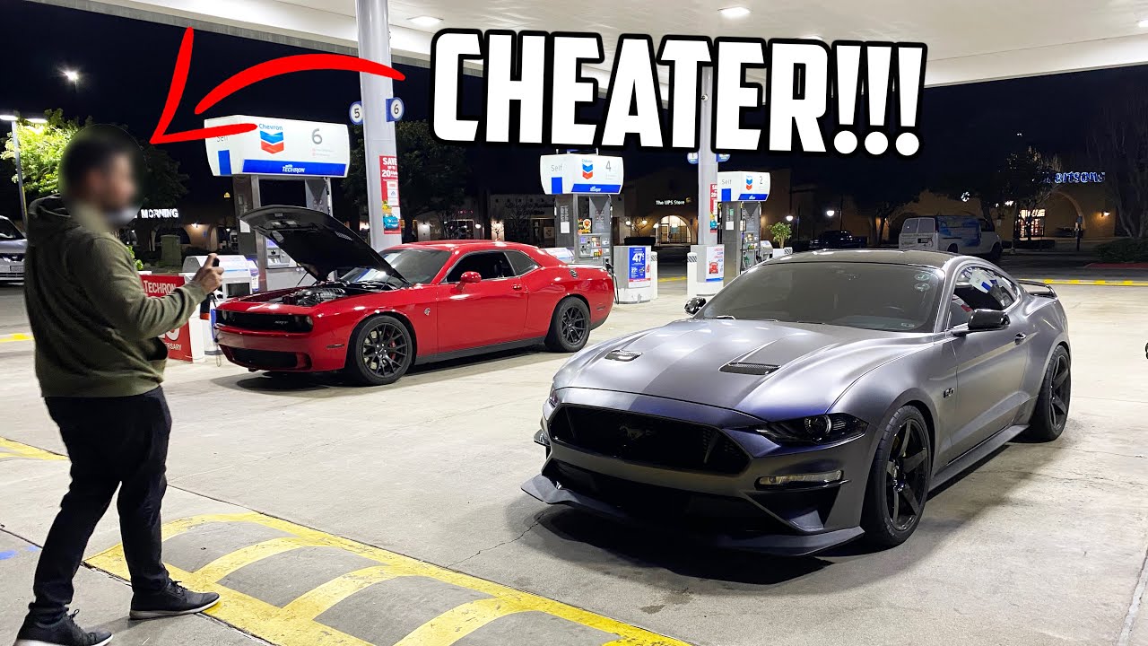 CHEATING Hellcat Owner CALLED OUT My Whippled Mustang GT! Hellcat vs Mustang!