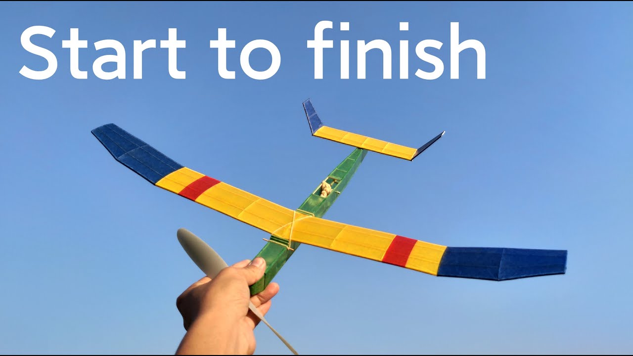 I lost my new model at trim flight - start to finish stick an tissue rubber power airplane