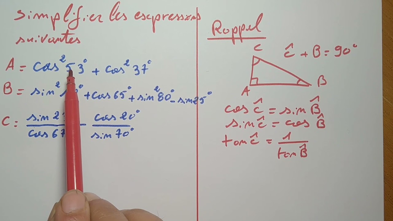 Exercice corrigé : trigonométrie - triangle réctangle | 3AC